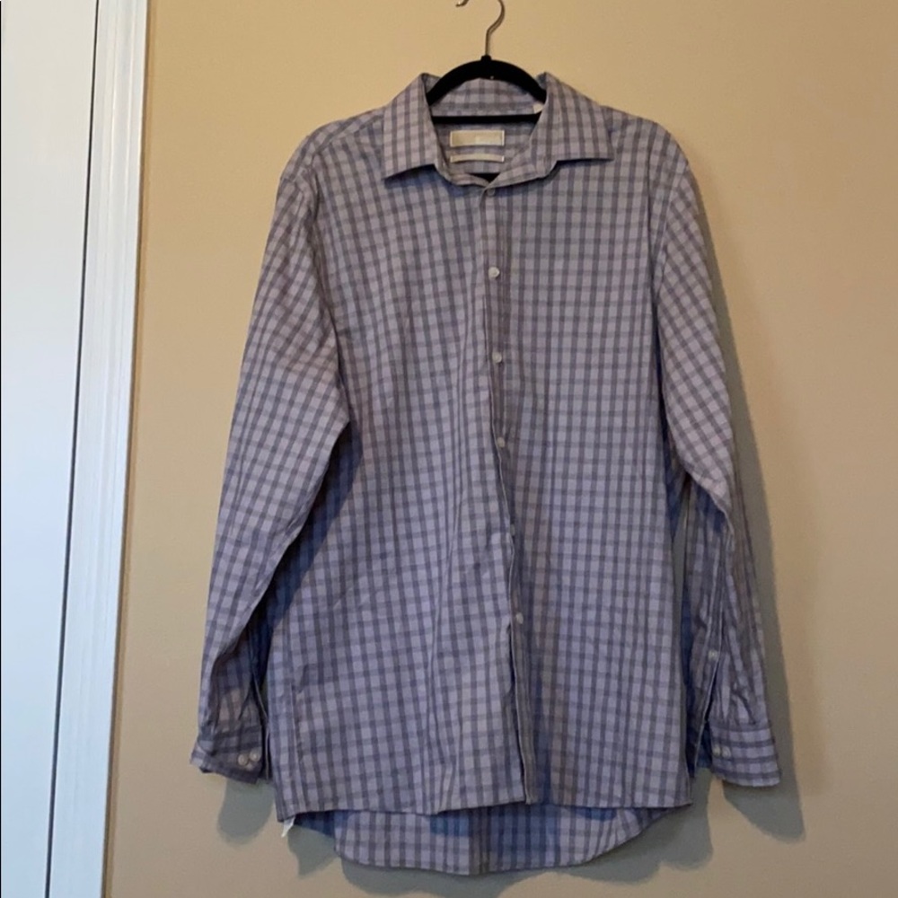 Michael Kors Gray & Red Plaid Dress Shirt